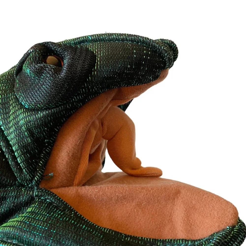 Folkmanis chameleon hand puppet‎ iridescent green lizard Folktails 15.5